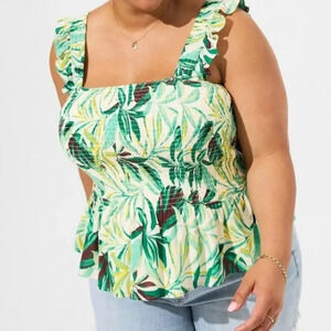 Torrid Size 1 Tropical Peplum Top NWT